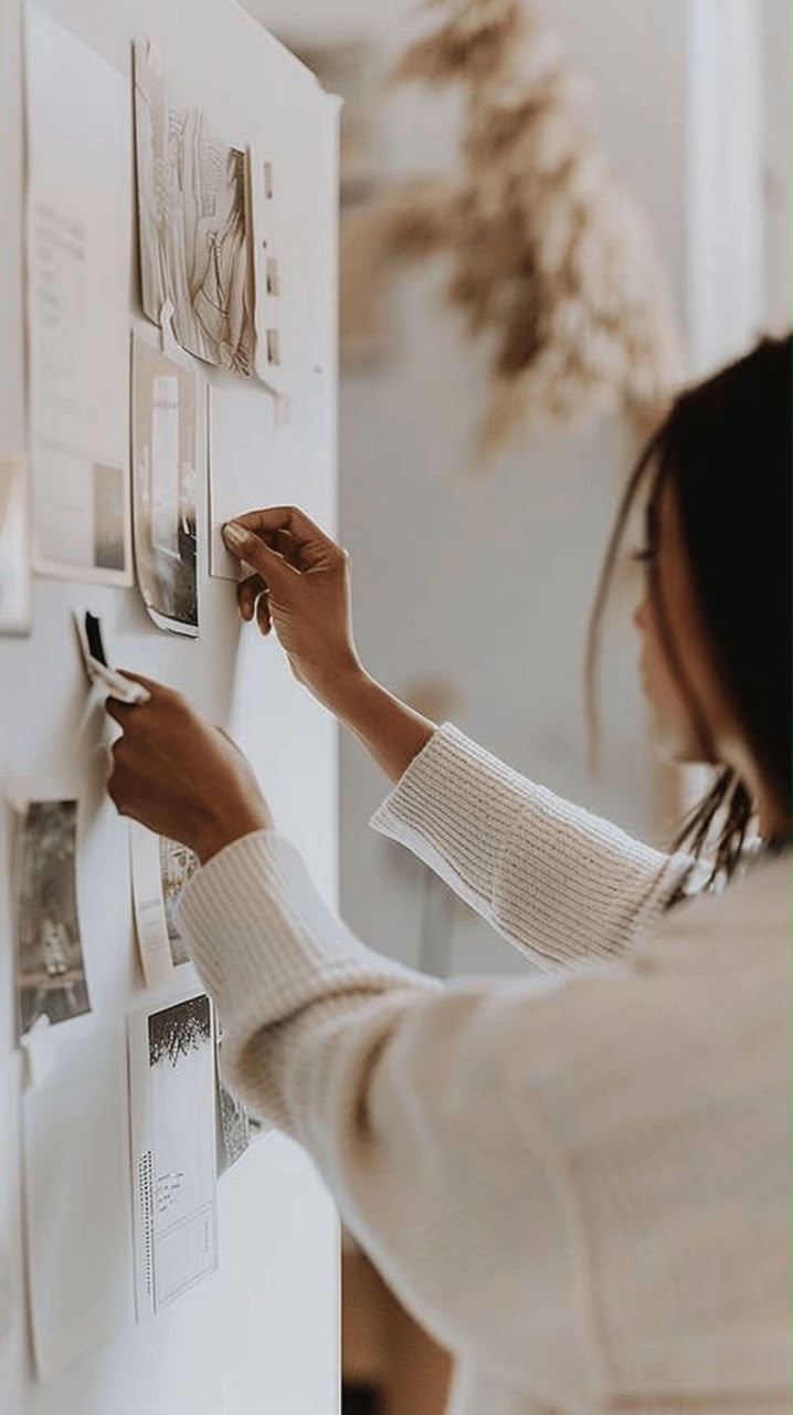 Vision board con las metas y sueños detrás de The Umbrella Home